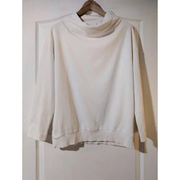 COS | Draped Neck Sweatshirt in White - Picture 2 of 11